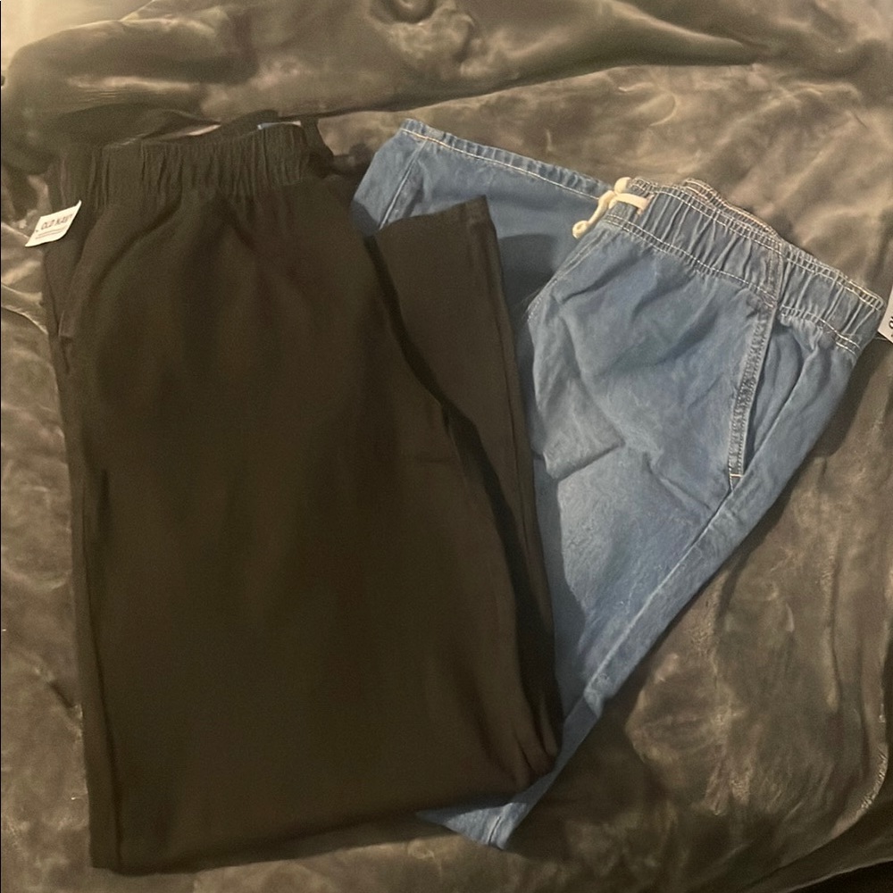 Kids Elastic-Waist Jogger Pants - Black and Light Blue